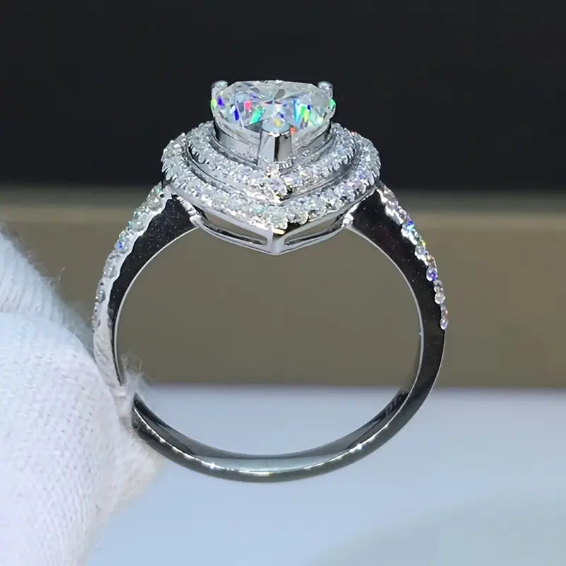 Elegant Luxury Heart-Shaped Engagement Ring, Copper,