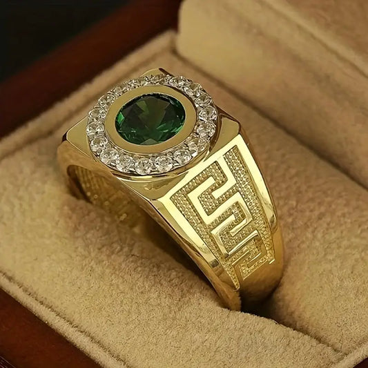 Emerald Green Ring Golden Ring Inlaid With Green
