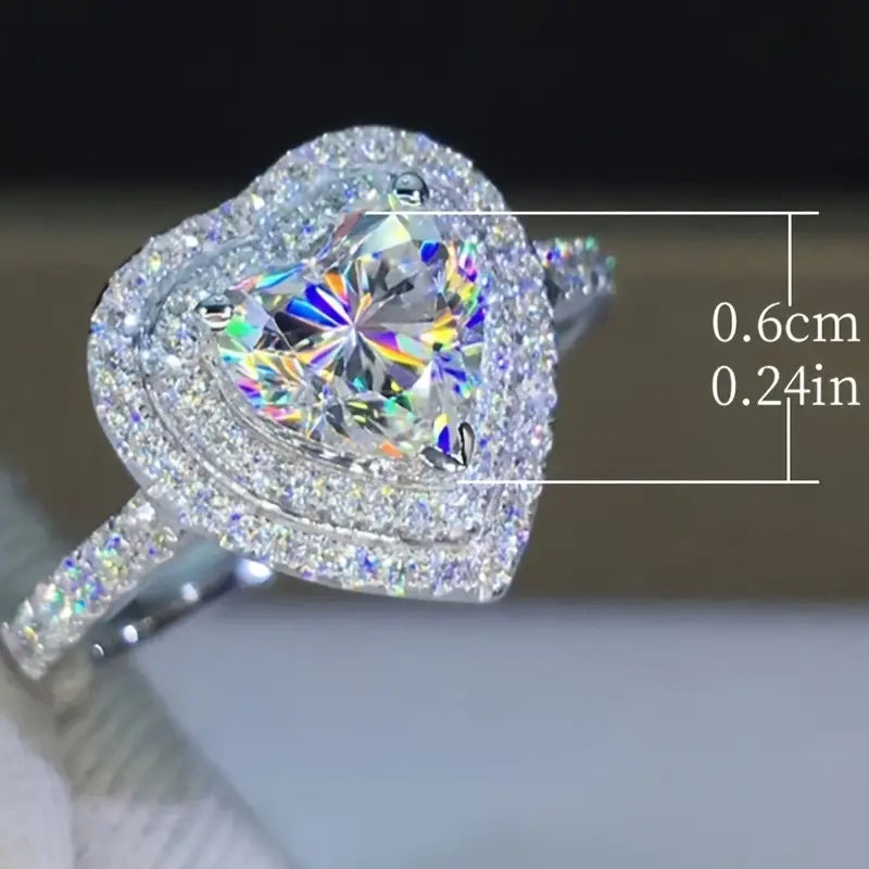 Elegant Luxury Heart-Shaped Engagement Ring, Copper,